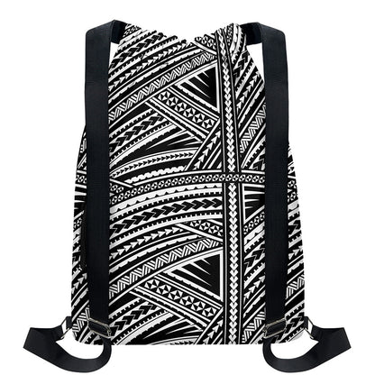 Maori Polynesian Tribal Tattoo Print Drawstring Backpack