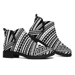 Maori Polynesian Tribal Tattoo Print Flat Ankle Boots