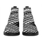 Maori Polynesian Tribal Tattoo Print Flat Ankle Boots