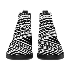 Maori Polynesian Tribal Tattoo Print Flat Ankle Boots