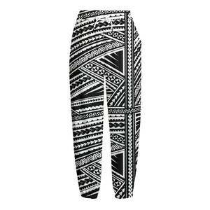 Maori Polynesian Tribal Tattoo Print Fleece Lined Knit Pants