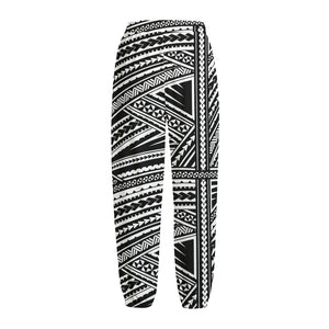 Maori Polynesian Tribal Tattoo Print Fleece Lined Knit Pants