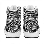 Maori Polynesian Tribal Tattoo Print High Top Leather Sneakers
