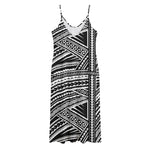 Maori Polynesian Tribal Tattoo Print Jersey Midi Cami Dress