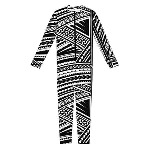 Maori Polynesian Tribal Tattoo Print Jumpsuit