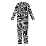 Maori Polynesian Tribal Tattoo Print Jumpsuit