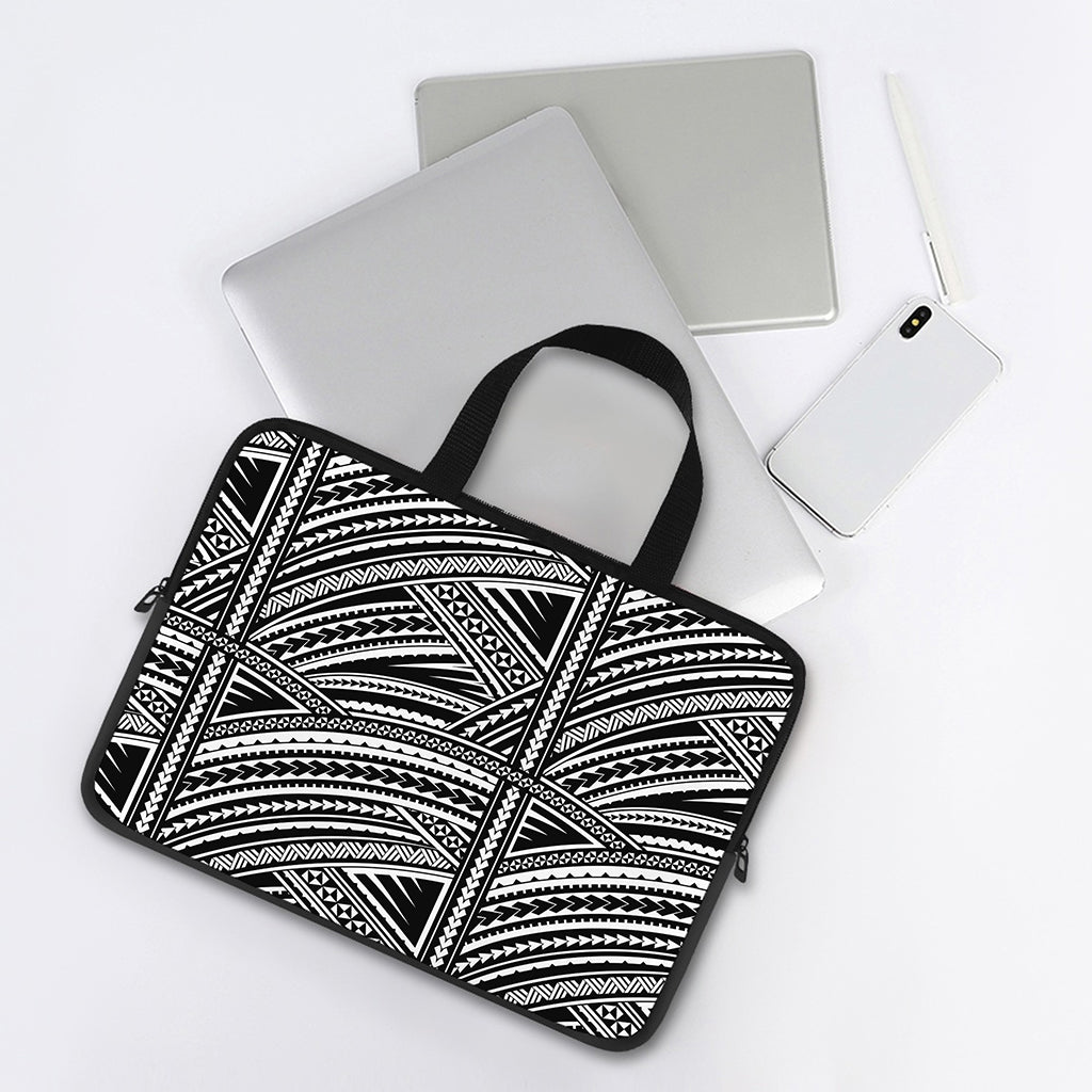 Maori Polynesian Tribal Tattoo Print Laptop Sleeve With Handle