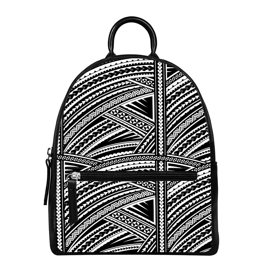 Maori Polynesian Tribal Tattoo Print Leather Backpack