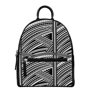 Maori Polynesian Tribal Tattoo Print Leather Backpack