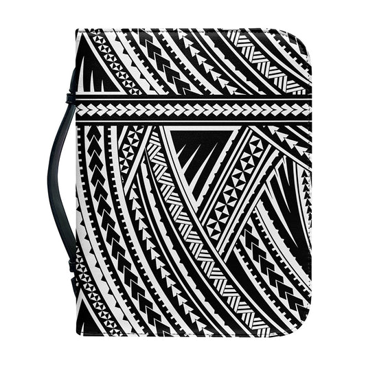 Maori Polynesian Tribal Tattoo Print Leather Bible Cover