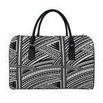 Maori Polynesian Tribal Tattoo Print Leather Duffle Bag