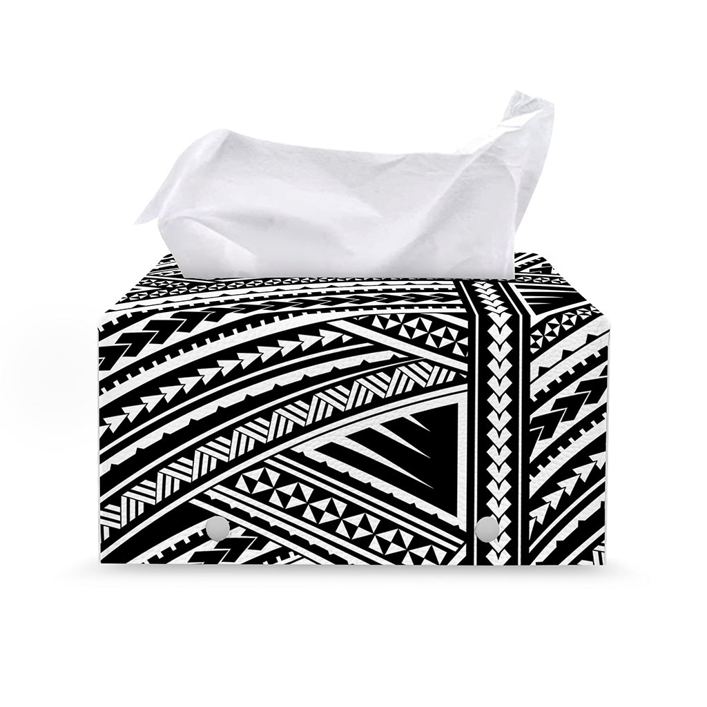 Maori Polynesian Tribal Tattoo Print Leather Tissue Box Cover
