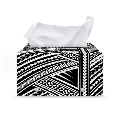 Maori Polynesian Tribal Tattoo Print Leather Tissue Box Cover