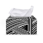 Maori Polynesian Tribal Tattoo Print Leather Tissue Box Cover
