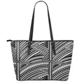 Maori Polynesian Tribal Tattoo Print Leather Tote Bag With Zipper
