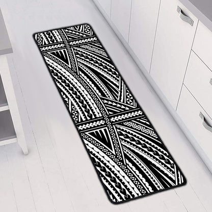 Maori Polynesian Tribal Tattoo Print Long Kitchen Mat