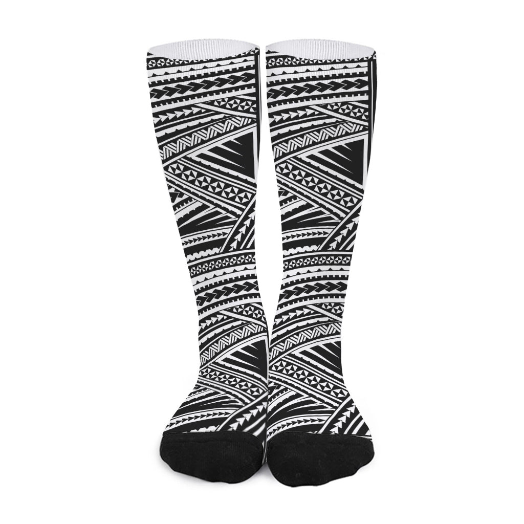 Maori Polynesian Tribal Tattoo Print Long Socks