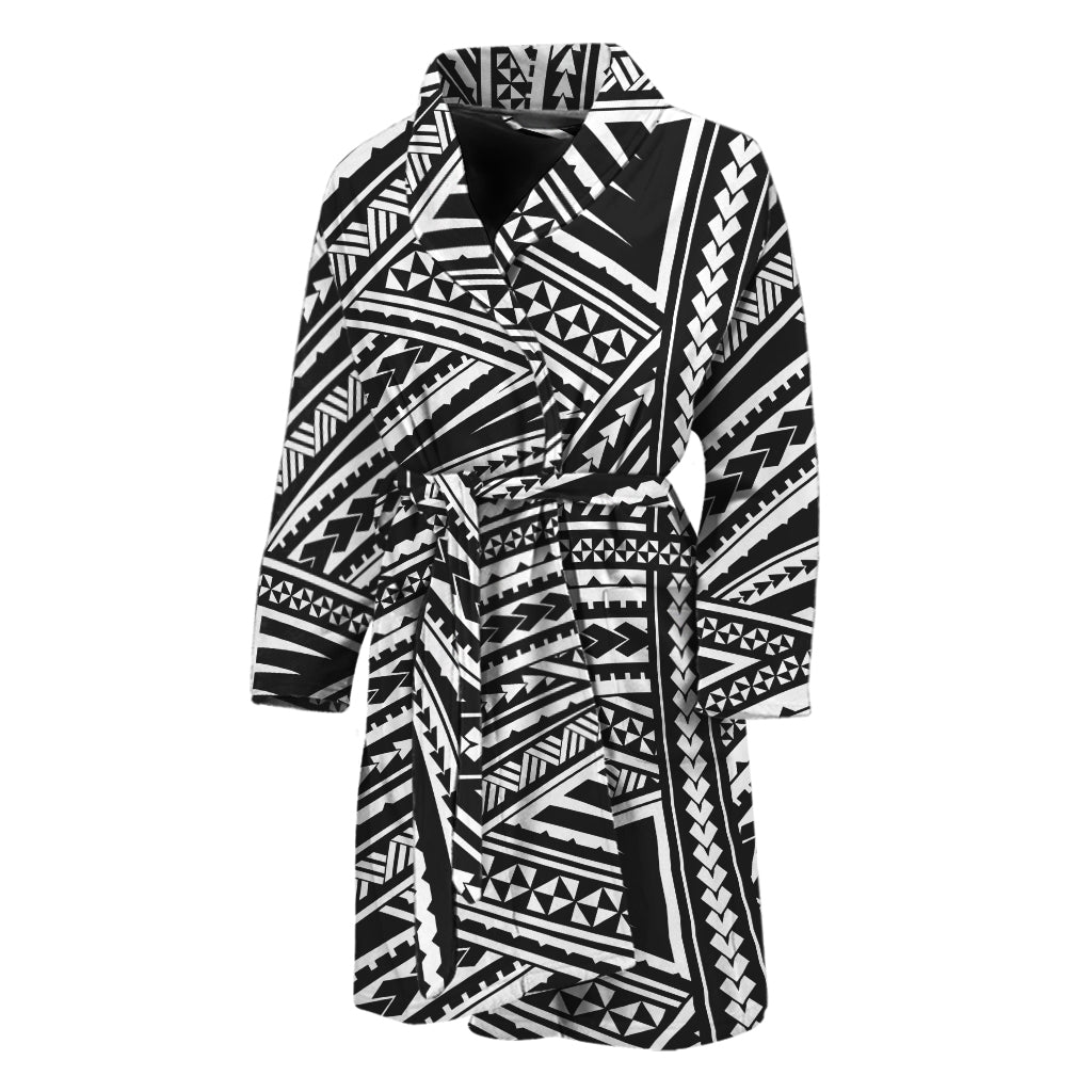 Maori Polynesian Tribal Tattoo Print Men's Bathrobe