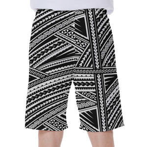 Maori Polynesian Tribal Tattoo Print Men's Beach Shorts