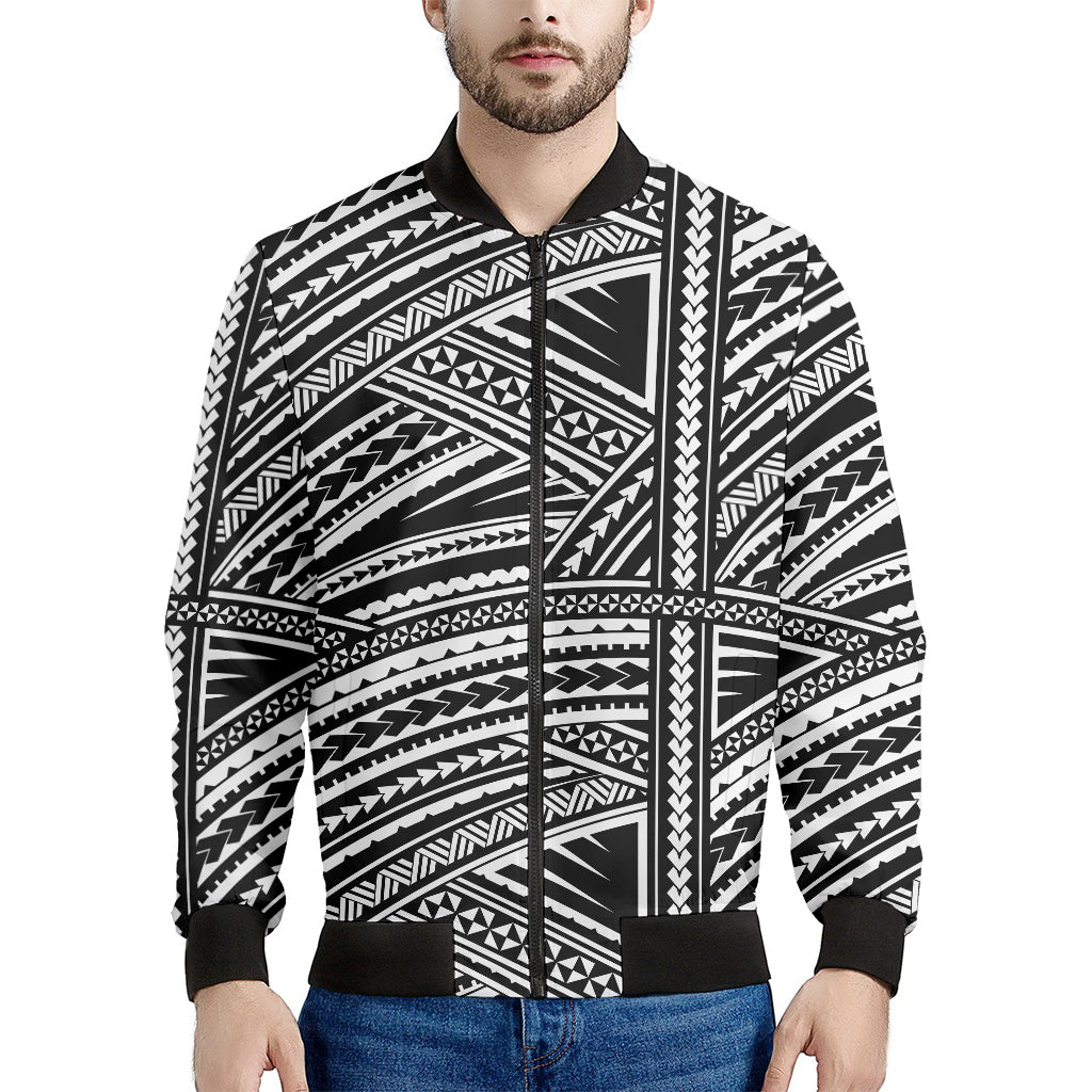 Maori Polynesian Tribal Tattoo Print Men's Bomber Jacket