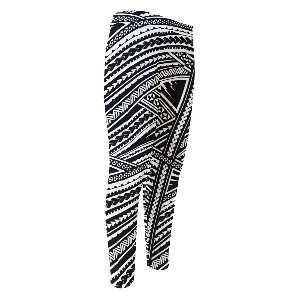 Maori Polynesian Tribal Tattoo Print Men's Compression Pants