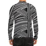 Maori Polynesian Tribal Tattoo Print Men's Long Sleeve Rash Guard