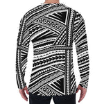 Maori Polynesian Tribal Tattoo Print Men's Long Sleeve T-Shirt