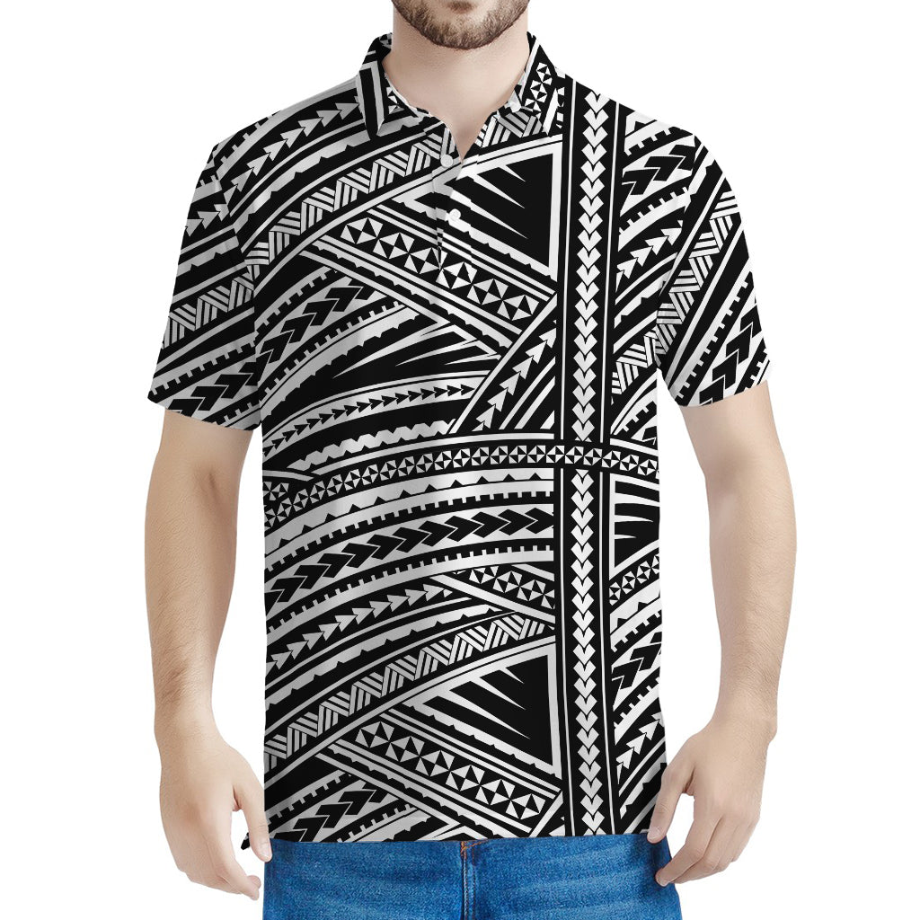 Maori Polynesian Tribal Tattoo Print Men's Polo Shirt