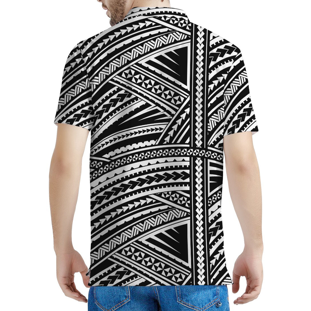 Maori Polynesian Tribal Tattoo Print Men's Polo Shirt