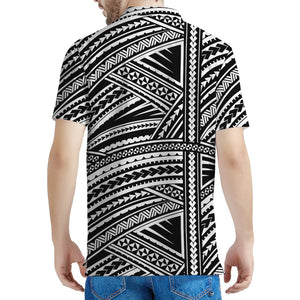 Maori Polynesian Tribal Tattoo Print Men's Polo Shirt