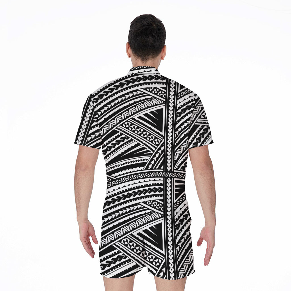 Maori Polynesian Tribal Tattoo Print Men's Rompers