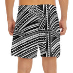 Maori Polynesian Tribal Tattoo Print Men's Split Running Shorts