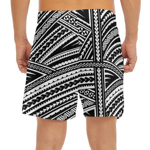 Maori Polynesian Tribal Tattoo Print Men's Split Running Shorts