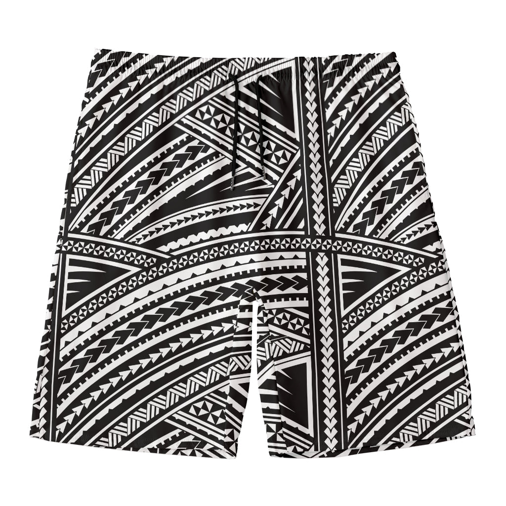 Maori Polynesian Tribal Tattoo Print Men's Swim Trunks