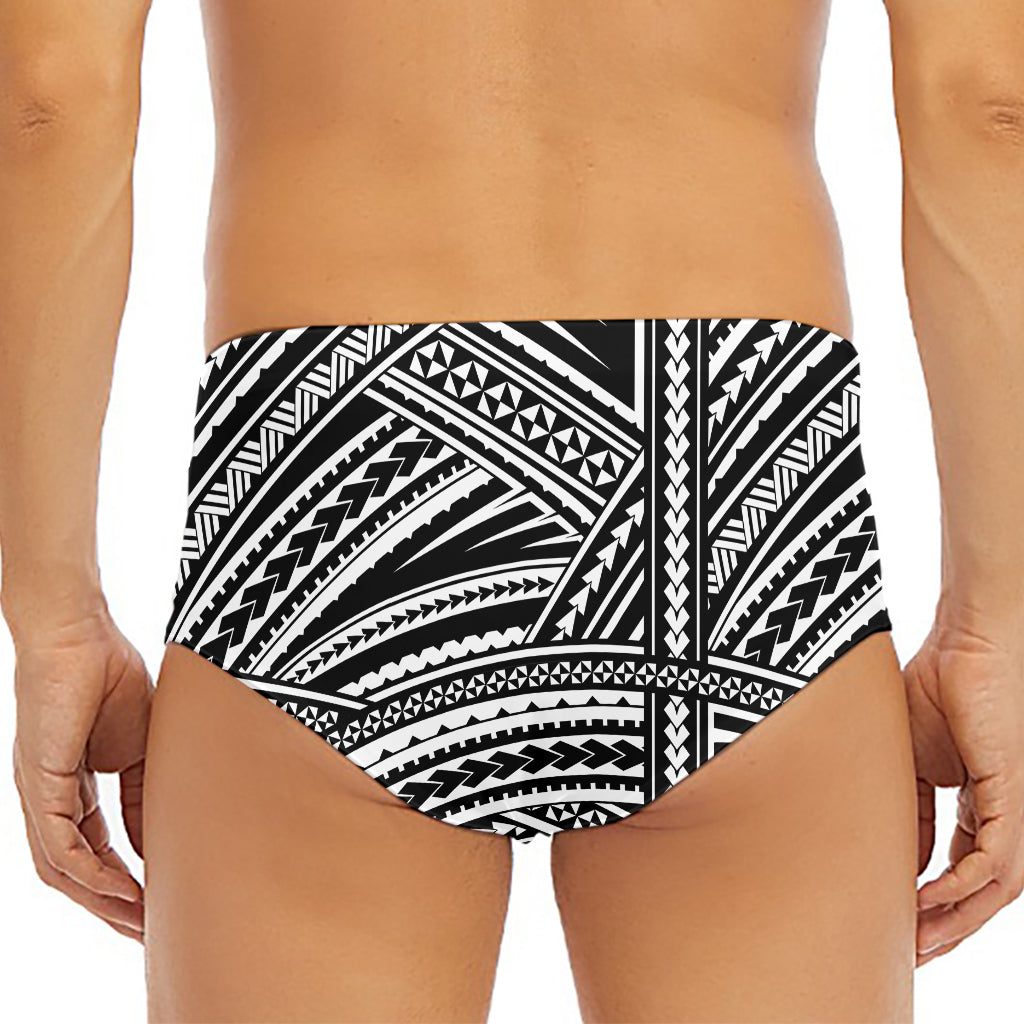 Maori Polynesian Tribal Tattoo Print Men's Triangle Swim Briefs