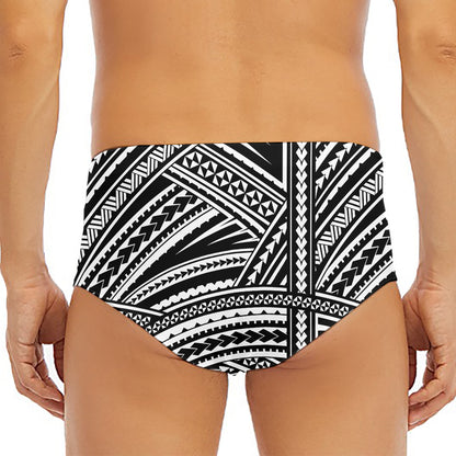 Maori Polynesian Tribal Tattoo Print Men's Triangle Swim Briefs
