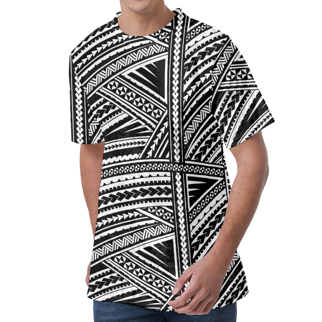 Maori Polynesian Tribal Tattoo Print Men's Velvet T-Shirt