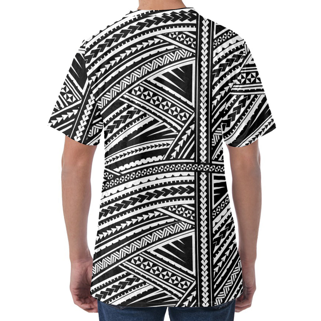 Maori Polynesian Tribal Tattoo Print Men's Velvet T-Shirt