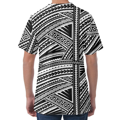 Maori Polynesian Tribal Tattoo Print Men's Velvet T-Shirt