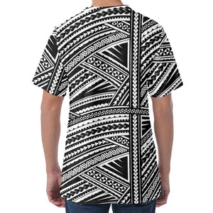 Maori Polynesian Tribal Tattoo Print Men's Velvet T-Shirt