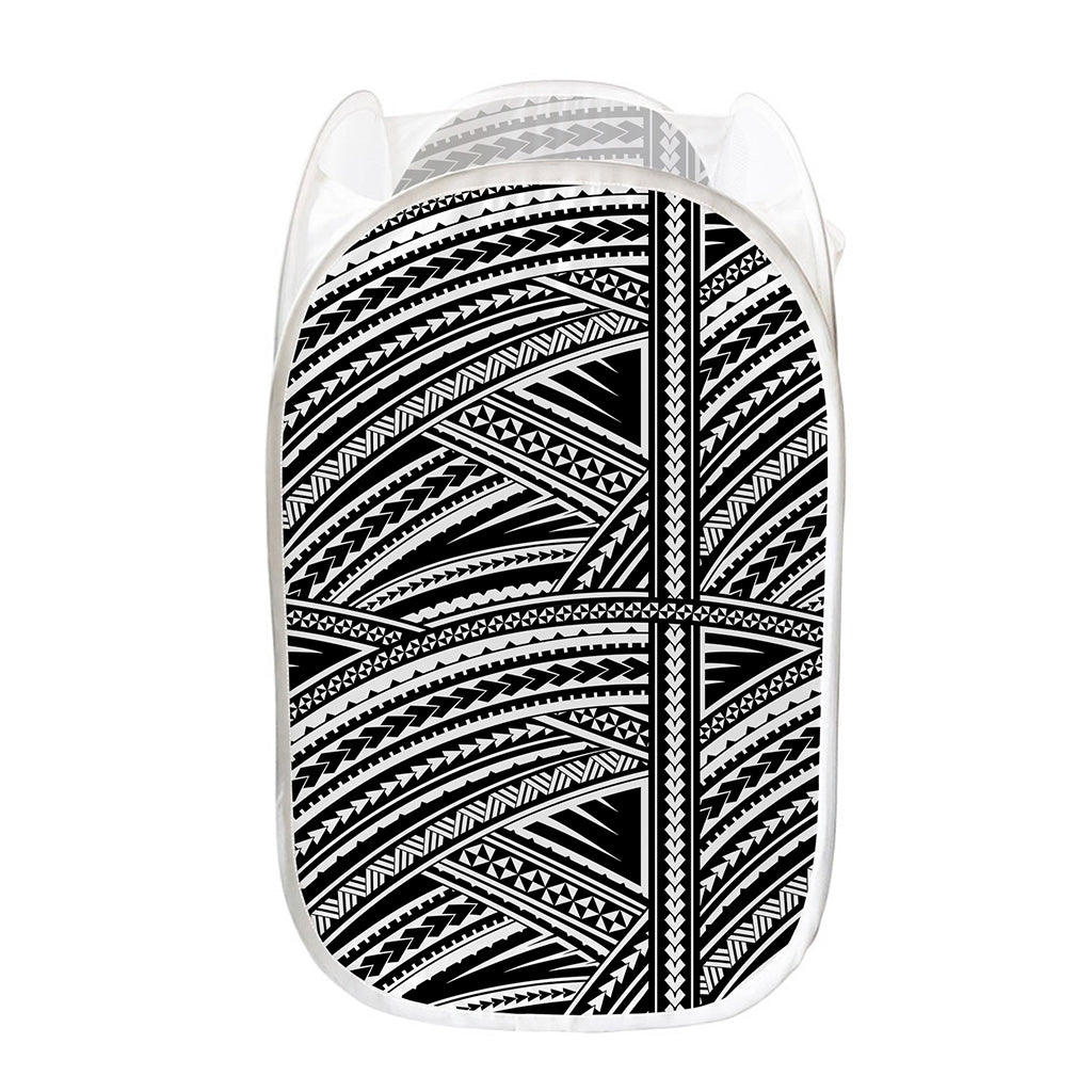 Maori Polynesian Tribal Tattoo Print Mesh Laundry Hamper