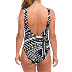 Maori Polynesian Tribal Tattoo Print One Piece Swimsuit