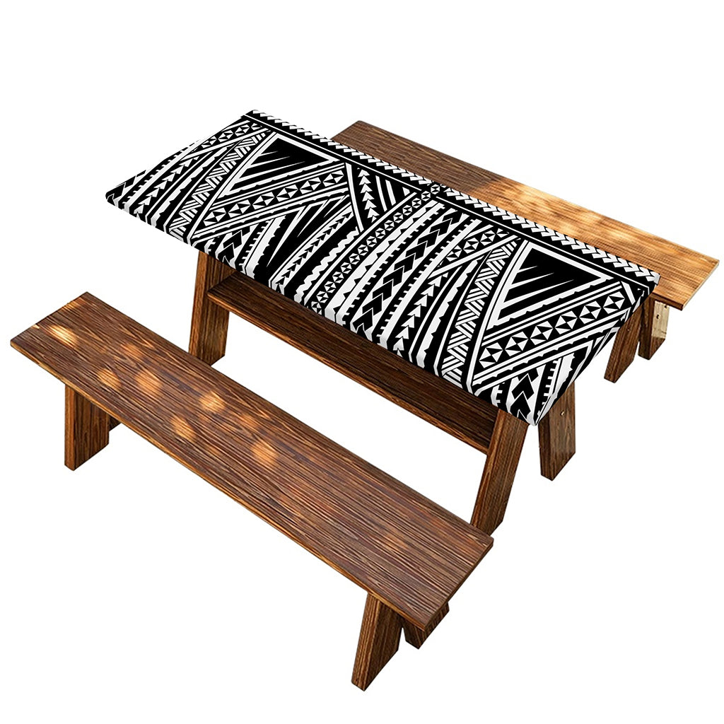 Maori Polynesian Tribal Tattoo Print Picnic Table Cover
