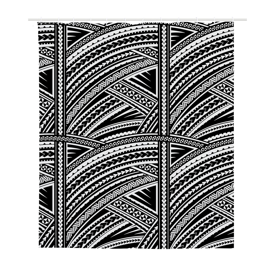 Maori Polynesian Tribal Tattoo Print Polyester Shower Curtain