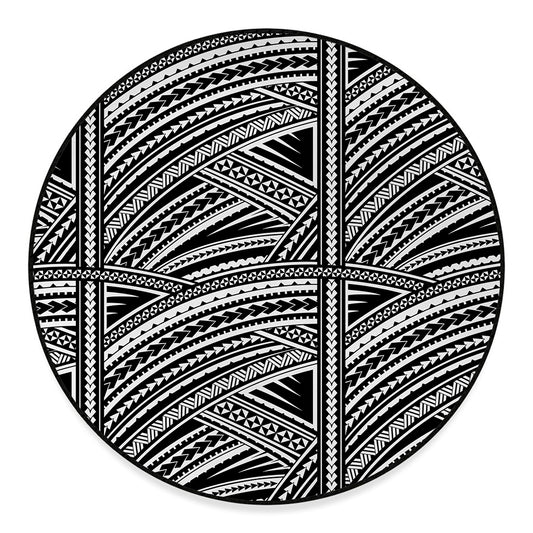 Maori Polynesian Tribal Tattoo Print Round Floor Mat