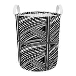 Maori Polynesian Tribal Tattoo Print Round Laundry Basket