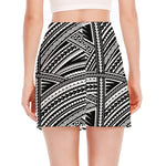 Maori Polynesian Tribal Tattoo Print Side Slit Mini Skirt