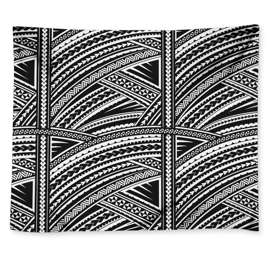 Maori Polynesian Tribal Tattoo Print Tapestry