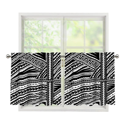 Maori Polynesian Tribal Tattoo Print Tier Curtains