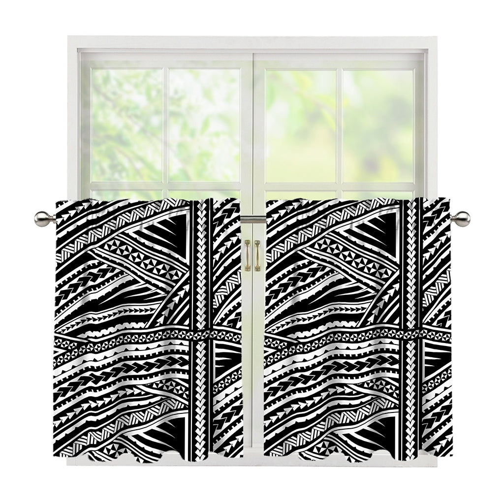 Maori Polynesian Tribal Tattoo Print Tier Curtains
